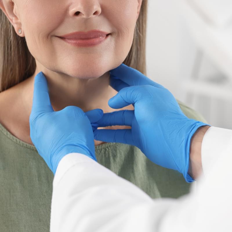 Patient being checked over for endocrine disorders